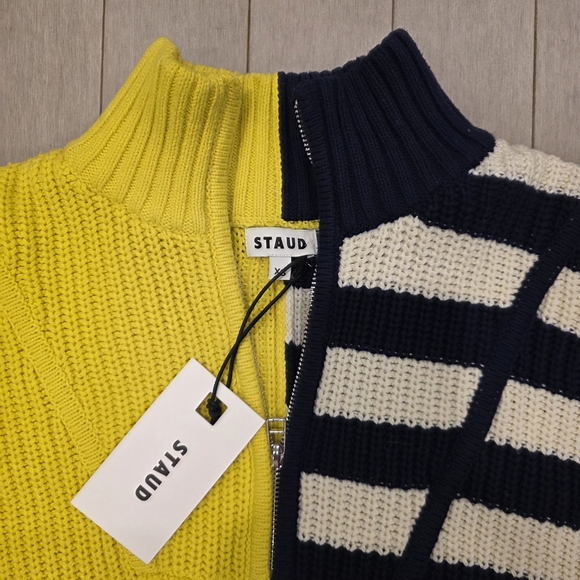 STAUD Yellow and Navy Striped Sweater - Picture 2 of 5